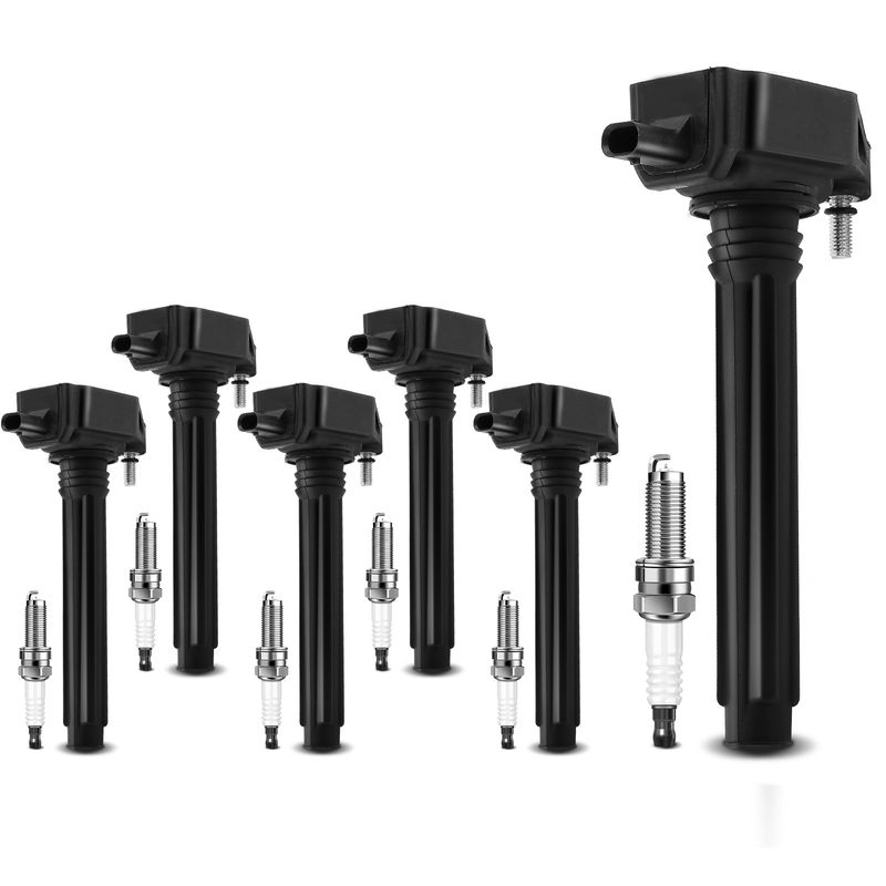 6x Black Ignition Coil & IRIDIUM Spark Plug Kits for Dodge Durango Jeep Ram VW