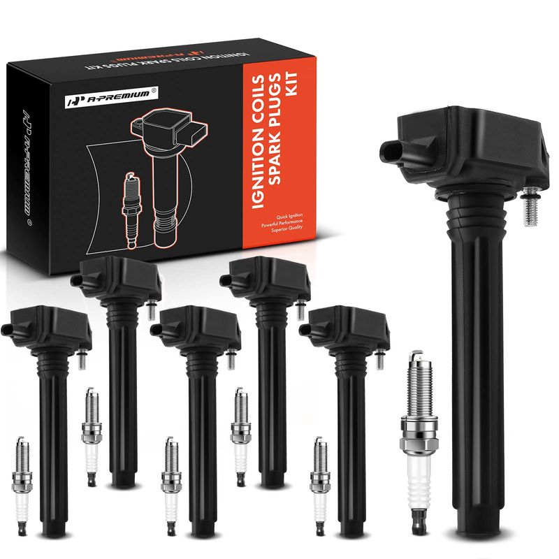 6x Black Ignition Coil & IRIDIUM Spark Plug Kits for Dodge Durango Jeep Ram VW