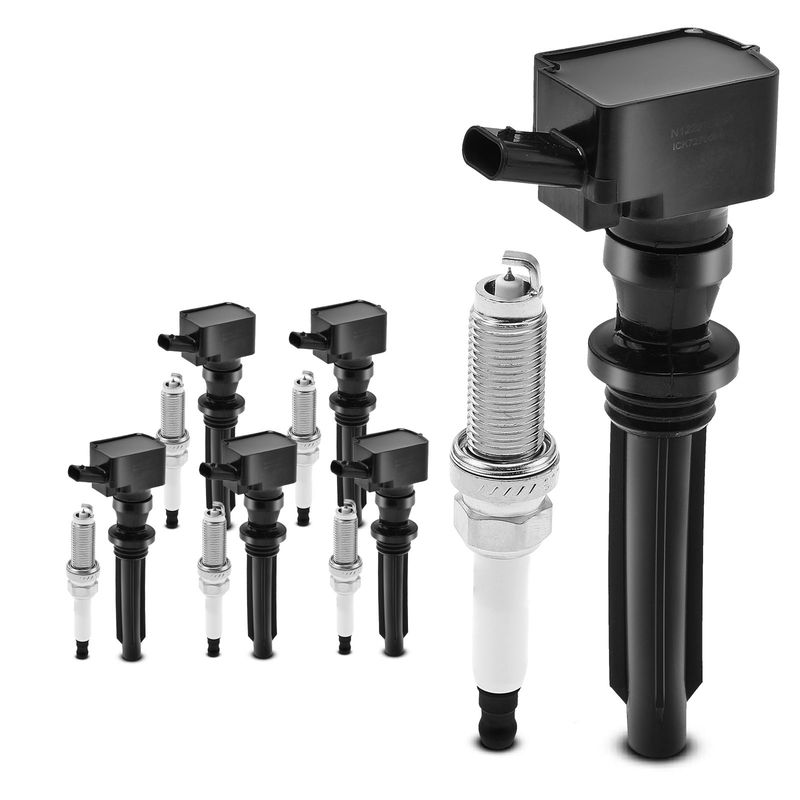 6x Black Ignition Coil & IRIDIUM Spark Plug Kits for Jaguar F-Pace F-Type XE XF