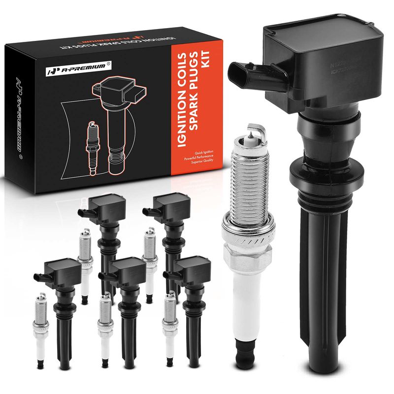 6x Black Ignition Coil & IRIDIUM Spark Plug Kits for Jaguar F-Pace F-Type XE XF