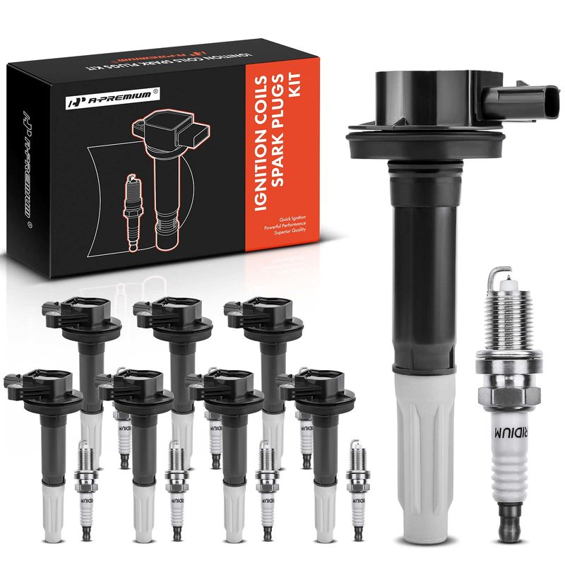 8x Black Ignition Coil & IRIDIUM Spark Plug Kits for Ford F-150 11-16 V8 5.0L