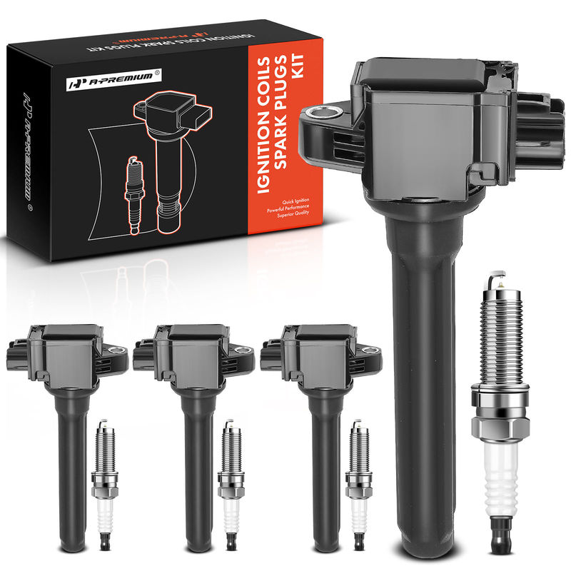 4x Gray Ignition Coil & IRIDIUM Spark Plug Kits for Mitsubishi Outlander 14-19