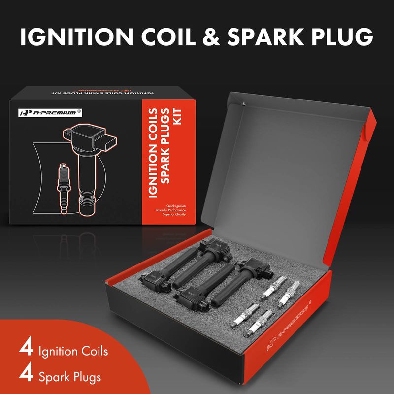 4x Gray Ignition Coil & IRIDIUM Spark Plug Kits for Mitsubishi Outlander 14-19