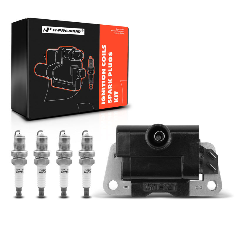 1x Black Ignition Coil & 4x IRIDIUM Spark Plug Kits for Nissan Sentra Frontier