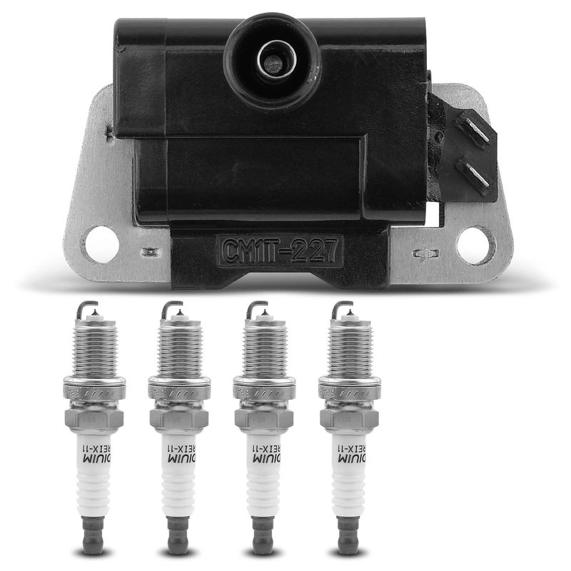 1x Black Ignition Coil & 4x IRIDIUM Spark Plug Kits for Nissan Sentra Frontier