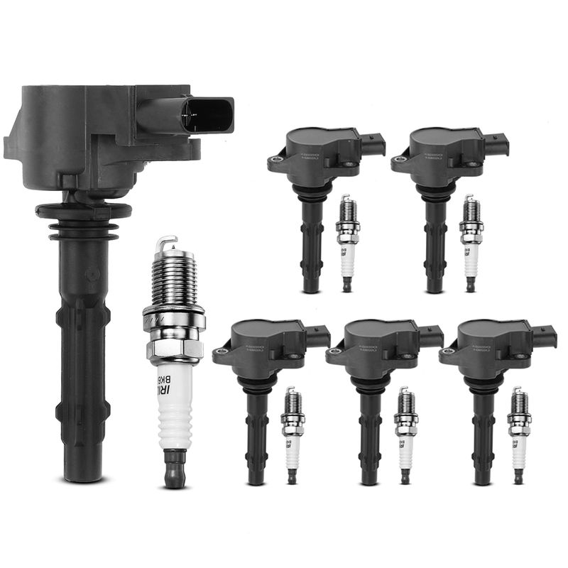 6x Black Ignition Coil & IRIDIUM Spark Plug Kits for Mercedes Dodge 2.5L 3.0L