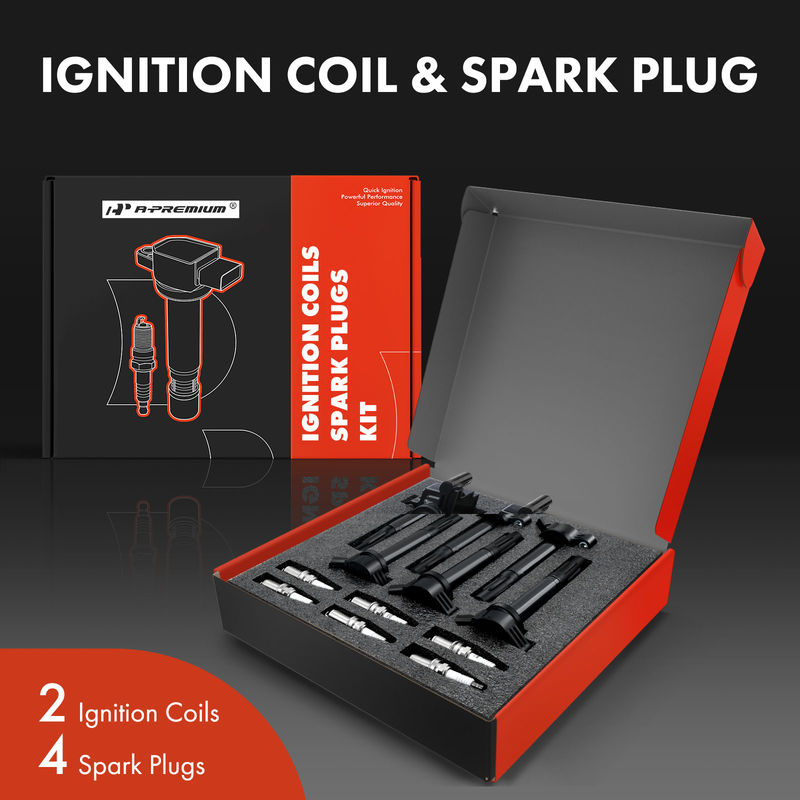 2x Black Ignition Coil & 4x IRIDIUM Spark Plug Kits for Toyota Paseo Tercel L4 1.5L
