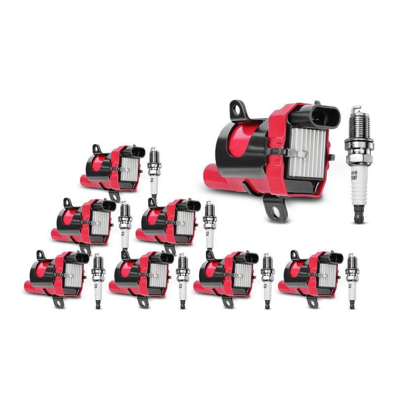 8x Red Ignition Coil & IRIDIUM Spark Plug Kits for Chevrolet GMC Cadillac Buick