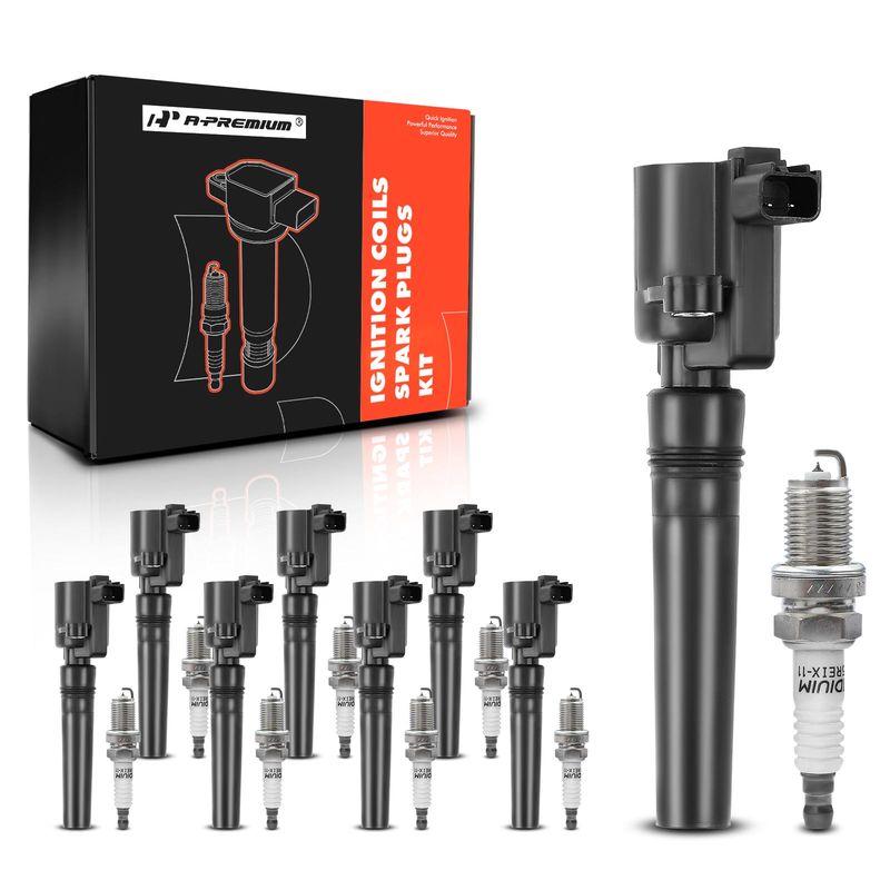 8x Black Ignition Coil & IRIDIUM Spark Plug Kits for Ford Thunderbird Lincoln