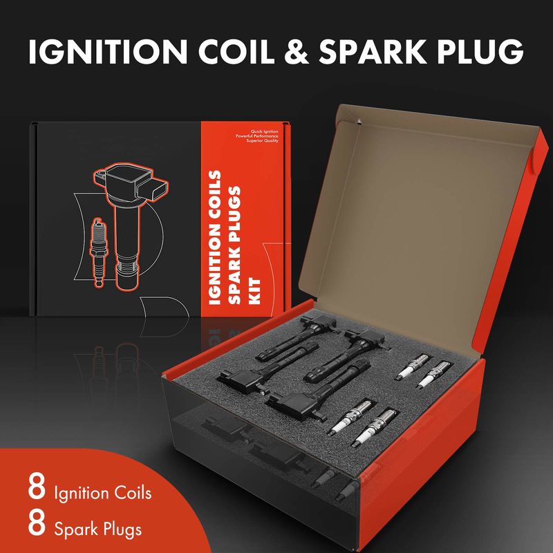 8x Black Ignition Coil & IRIDIUM Spark Plug Kits for Ford Thunderbird Lincoln