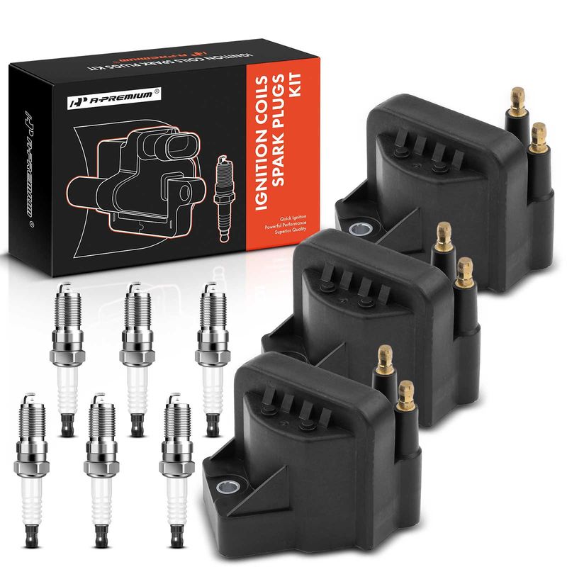 3x Black Ignition Coil & IRIDIUM Spark Plug Kits for Buick Allure Chevy Olds