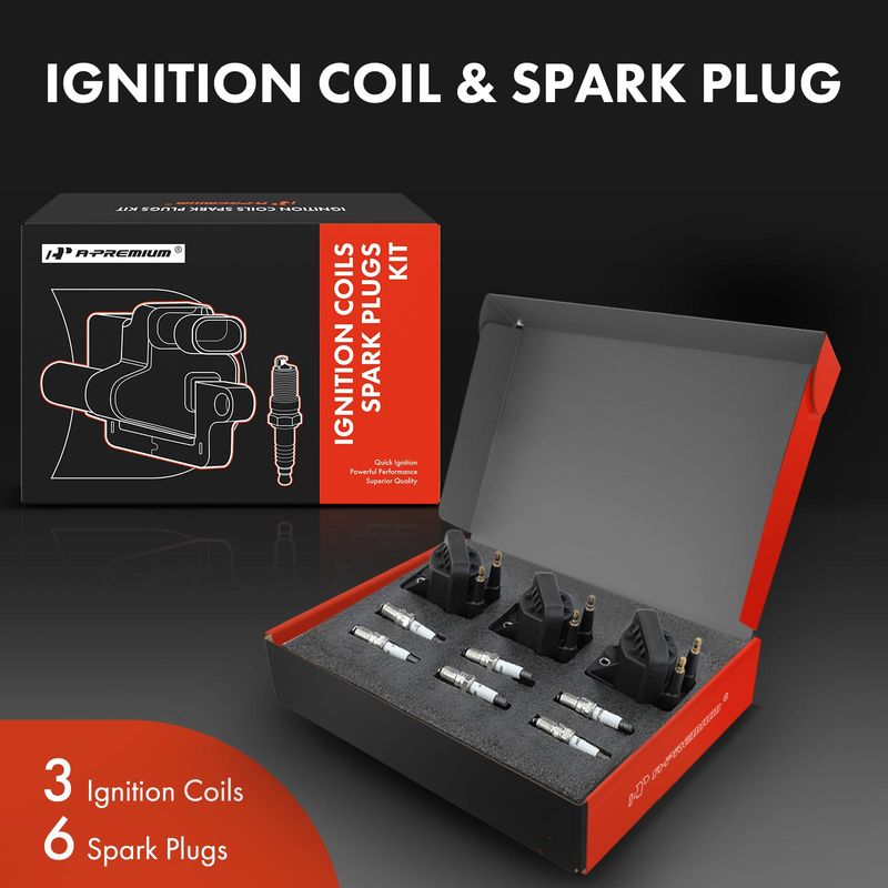 3x Black Ignition Coil & IRIDIUM Spark Plug Kits for Buick Allure Chevy Olds