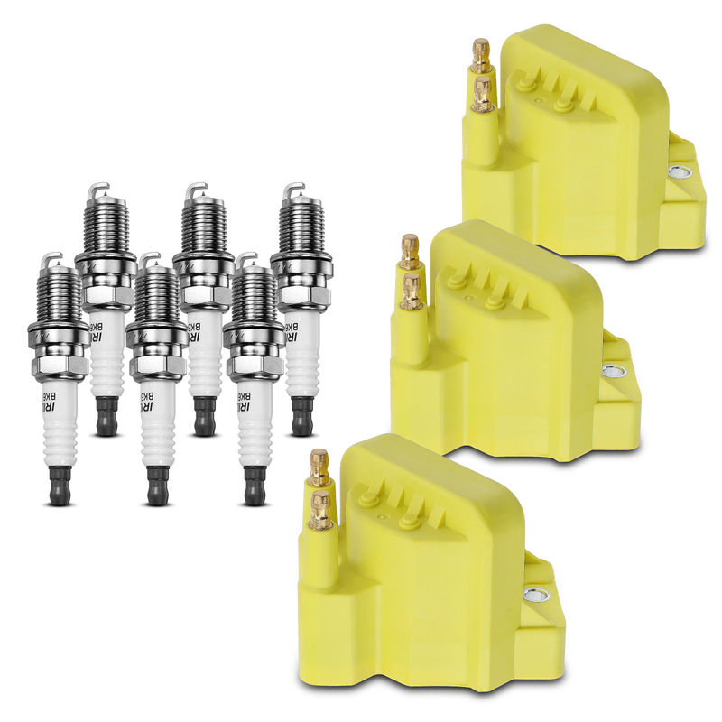 3x Yellow Ignition Coil & IRIDIUM Spark Plug Kits for Buick Allure 05-08 Chevy