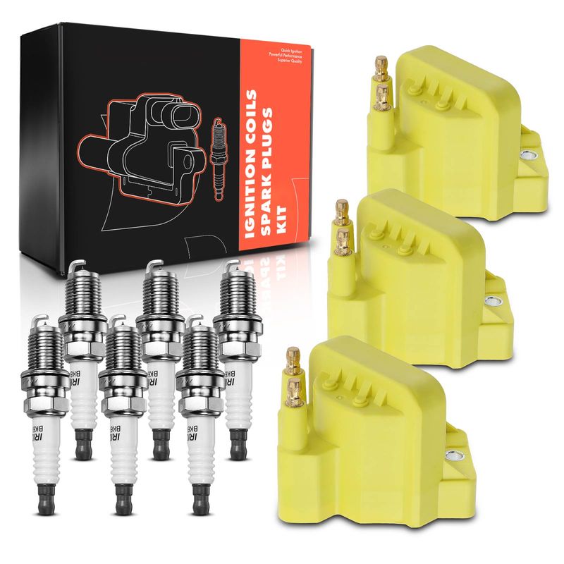 3x Yellow Ignition Coil & IRIDIUM Spark Plug Kits for Buick Allure 05-08 Chevy