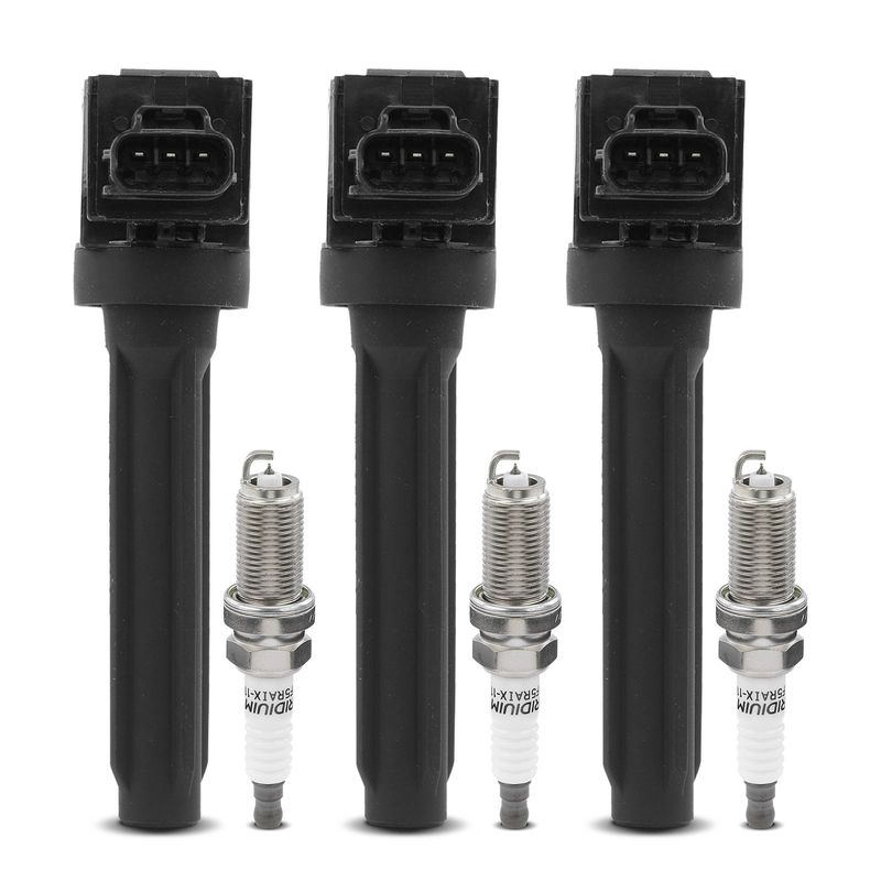 3x Black Ignition Coil & IRIDIUM Spark Plug Kits for Mitsubishi Mirage 2014-2015 1.2L