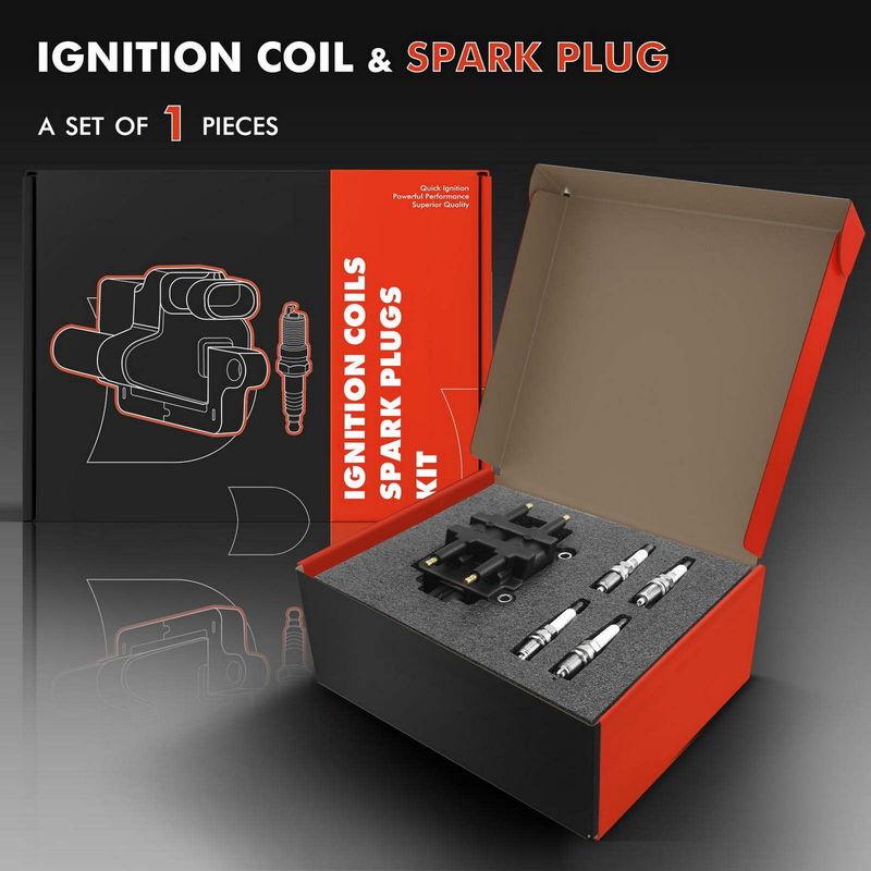 1x Black Ignition Coil & 4x IRIDIUM Spark Plug Kit for Subaru Outback 04-05 Baja