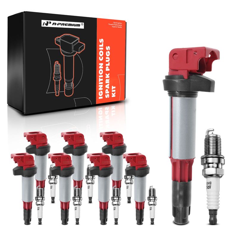 8x Red Ignition Coil & IRIDIUM Spark Plug Kits for BMW E60 E63 E64 E65 E66 545i