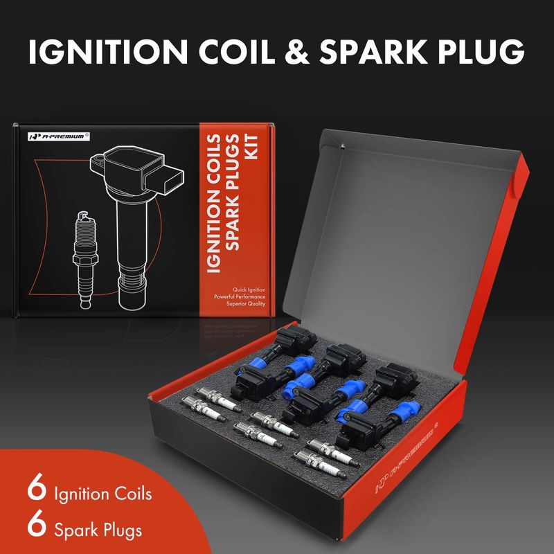 6x Black Ignition Coil & IRIDIUM Spark Plug Kits for Toyota Supra 93-98 3.0L Turbo