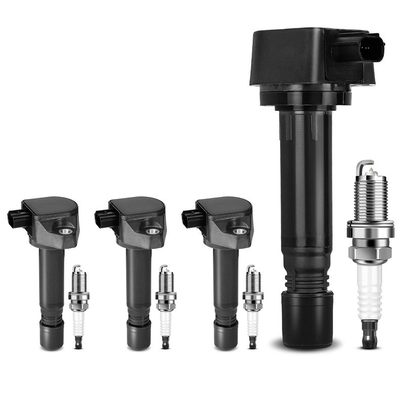 4x Black Ignition Coil & IRIDIUM Spark Plug Kits for Honda Civic 06-11 1.8L