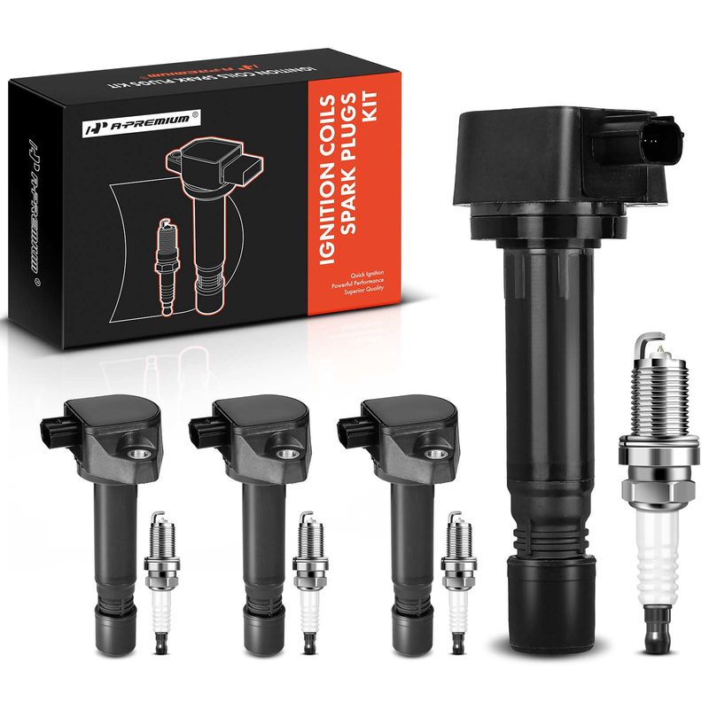 4x Black Ignition Coil & IRIDIUM Spark Plug Kits for Honda Civic 06-11 1.8L