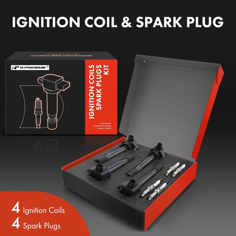 4x Black Ignition Coil & IRIDIUM Spark Plug Kits for Honda Civic 06-11 1.8L