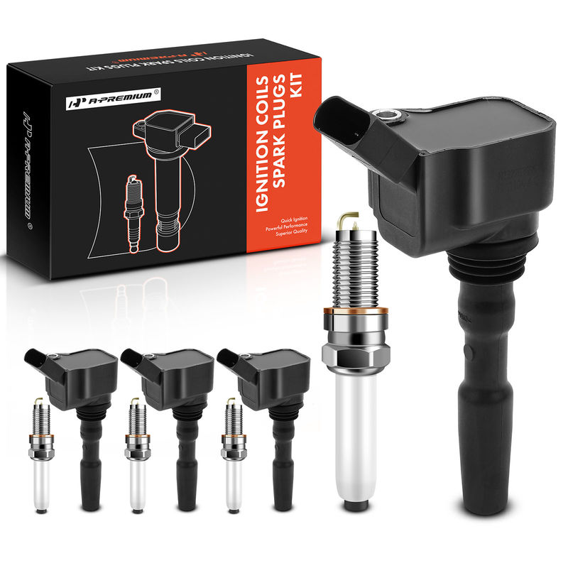 4x Black Ignition Coil & IRIDIUM Spark Plug Kits for Volkswagen Jetta Audi 16-18
