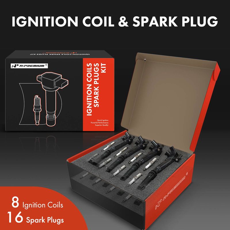 8x Black Ignition Coil & IRIDIUM Spark Plug Kits for Ford F-150 F-250 Super Duty