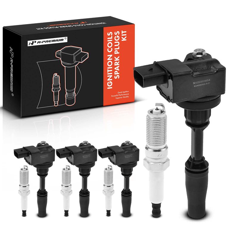 4x Black Ignition Coil & IRIDIUM Spark Plug Kits for Chevy Camaro Malibu Cadillac