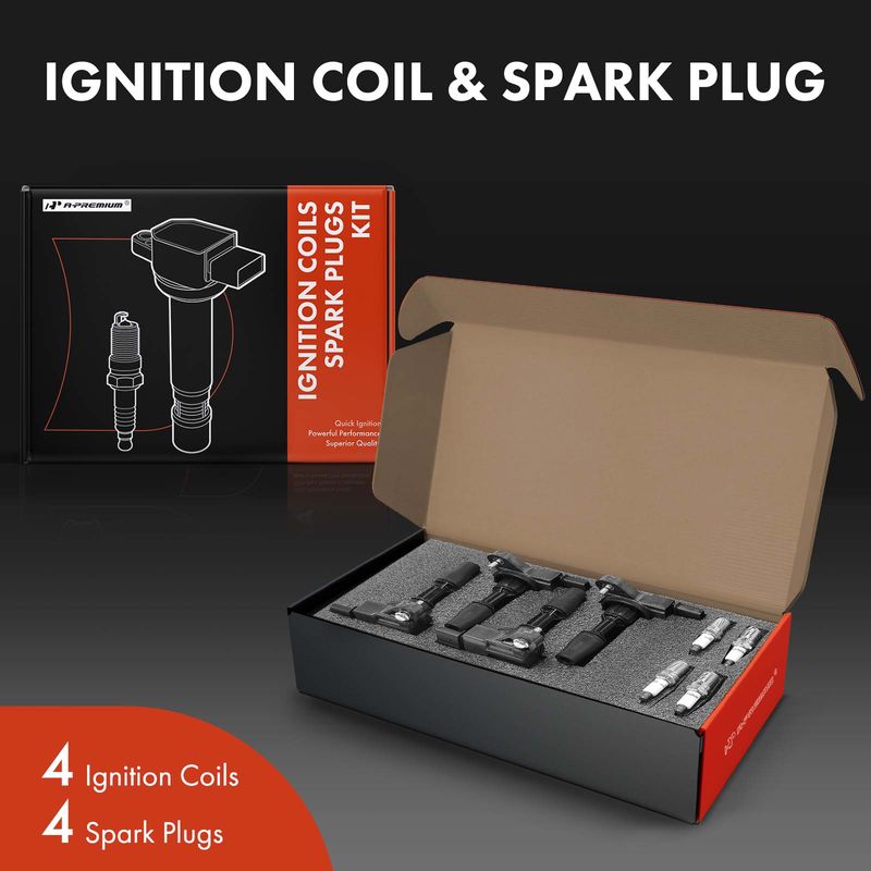 4x Black Ignition Coil & IRIDIUM Spark Plug Kits for Chevy Camaro Malibu Cadillac