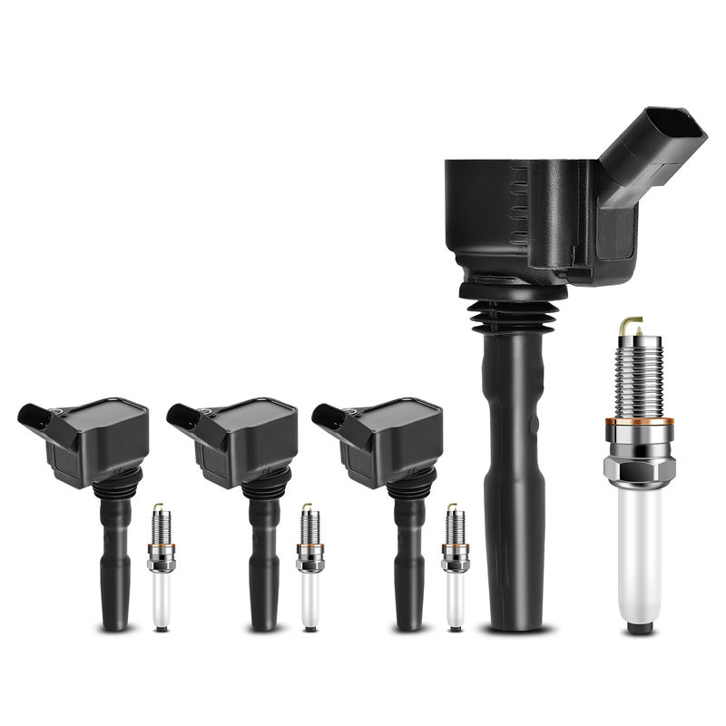 4x Black Ignition Coil & IRIDIUM Spark Plug Kits for Volkswagen Jetta 14-18 Audi