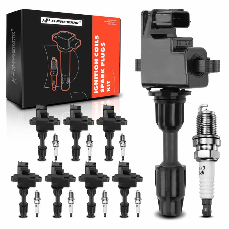 8x Black Ignition Coil & IRIDIUM Spark Plug Kits for Infiniti Q45 97-01 V8 4.1L