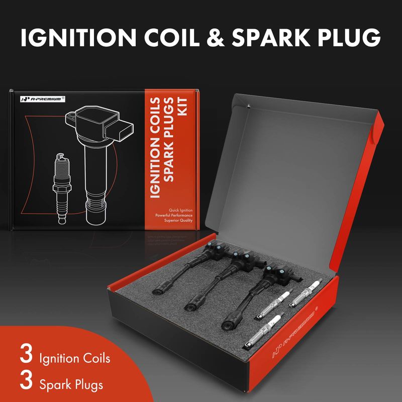3x Black Ignition Coil & IRIDIUM Spark Plug Kits for Ford Focus Fiesta EcoSport