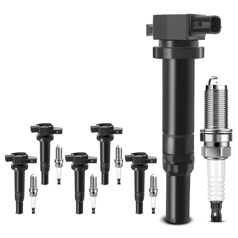 6x Black Ignition Coil & IRIDIUM Spark Plug Kits for Hyundai Santa Fe Kia Optima