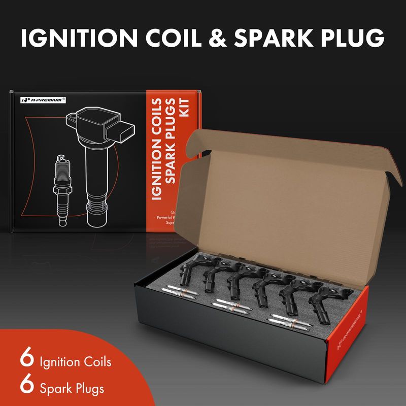 6x Black Ignition Coil & IRIDIUM Spark Plug Kits for Mercedes-Benz C43 GLC43 AMG
