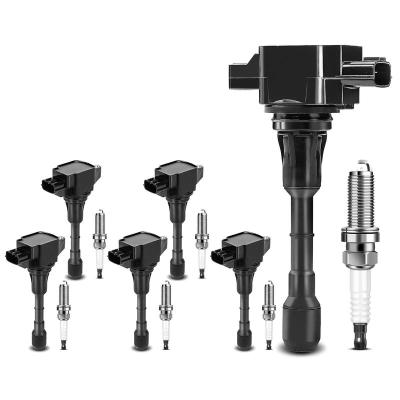6x Black Ignition Coil & IRIDIUM Spark Plug Kits for INFINITI EX35 FX35 Nissan