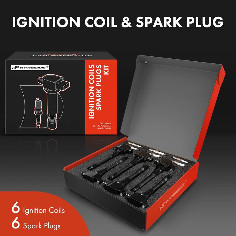 6x Black Ignition Coil & IRIDIUM Spark Plug Kits for INFINITI EX35 FX35 Nissan