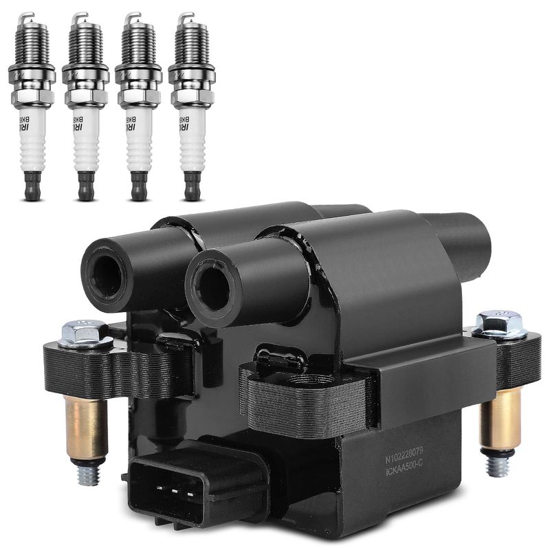 1x Black Ignition Coil & 4x IRIDIUM Spark Plug Kits for Subaru Forester Saab 2.5L
