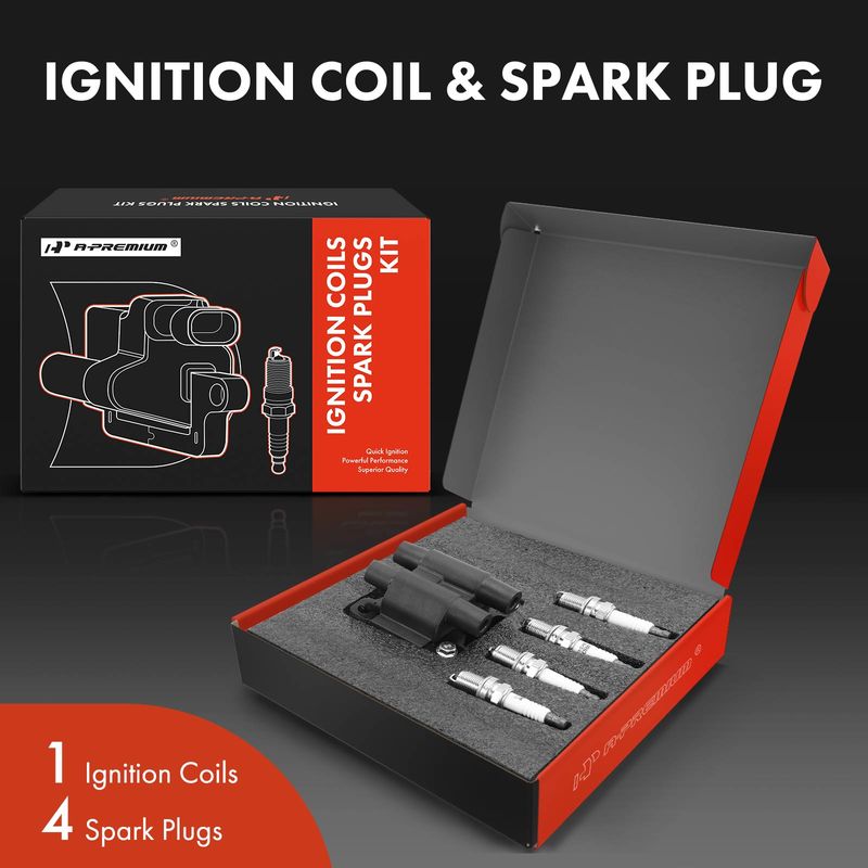 1x Black Ignition Coil & 4x IRIDIUM Spark Plug Kits for Subaru Forester Saab 2.5L