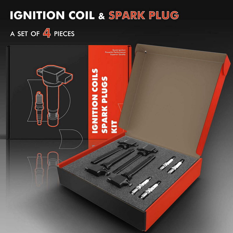 4x Black Ignition Coil & IRIDIUM Spark Plug Kits for Suzuki SX4 07-09 L4 2.0L