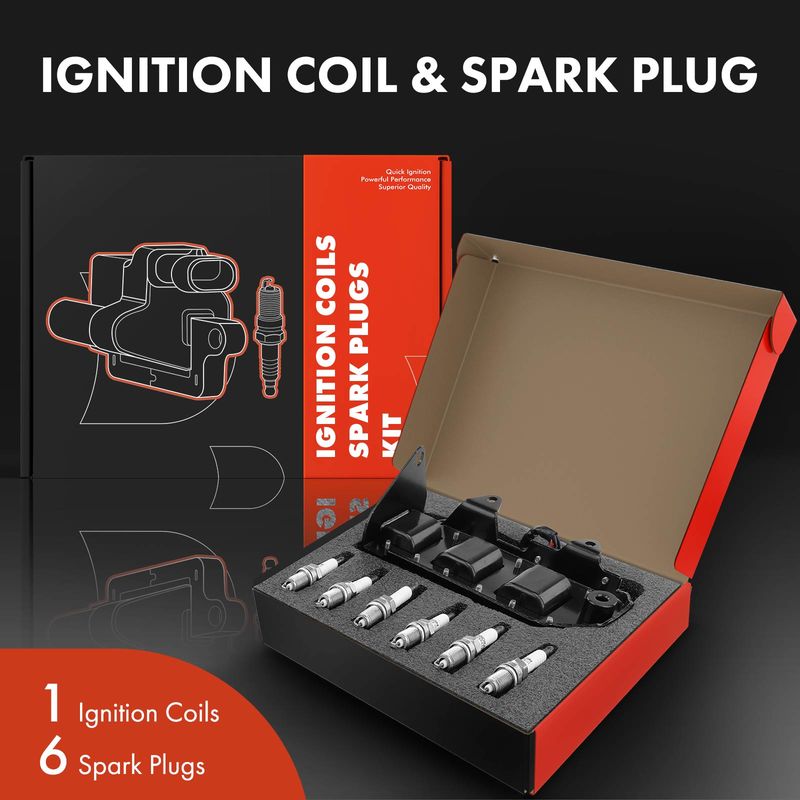 1x Black Ignition Coil & 6x IRIDIUM Spark Plug Kits for Hyundai Sonata Kia