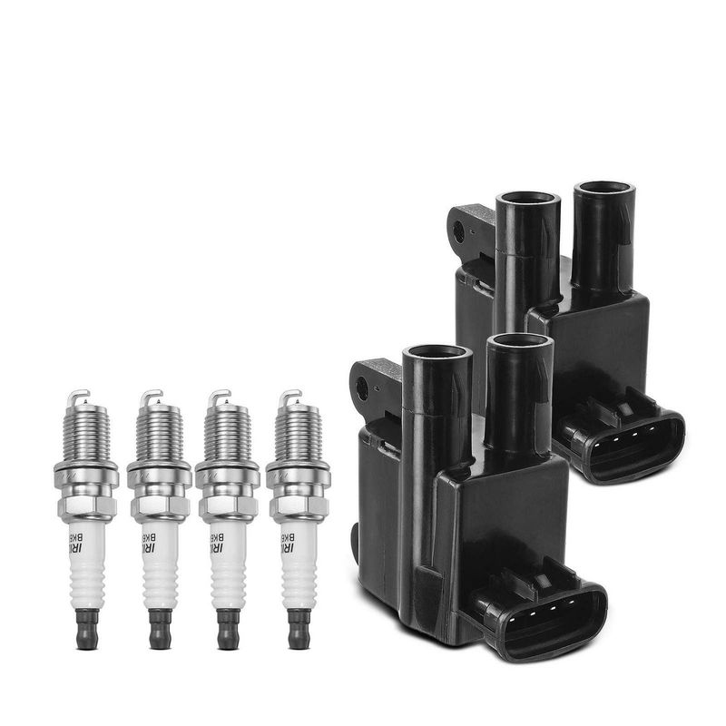 2x Black Ignition Coil & 4x IRIDIUM Spark Plug Kits for Toyota Camry RAV4 Solara