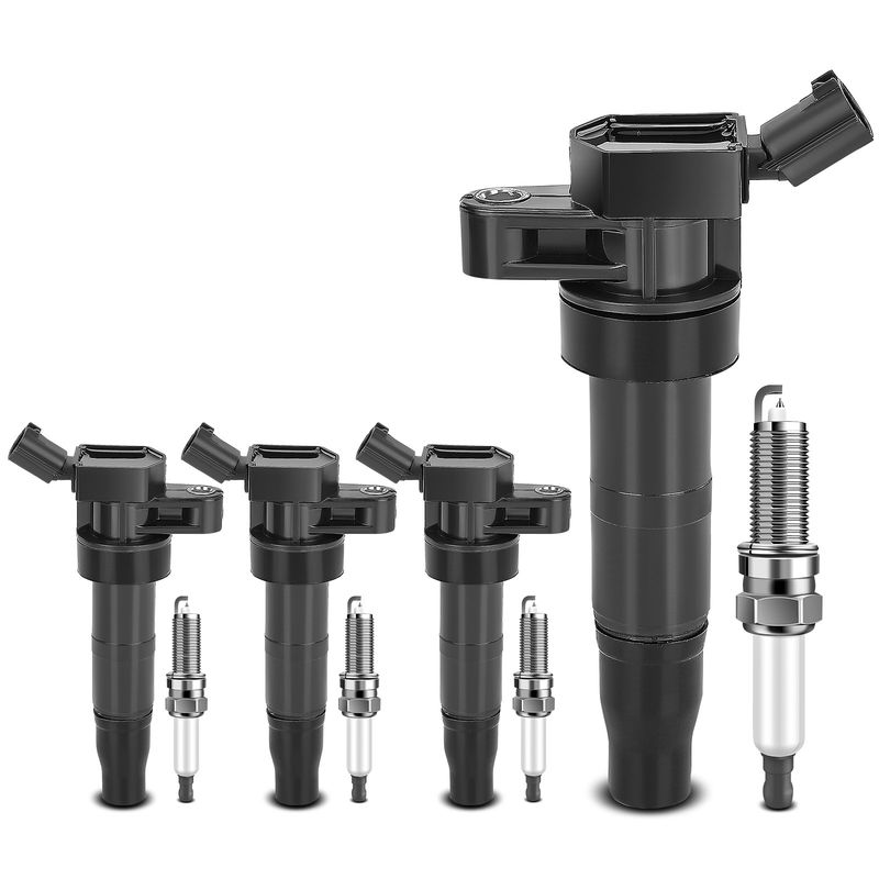 4x Black Ignition Coil & IRIDIUM Spark Plug Kits for Hyundai Santa Fe Sport Kia