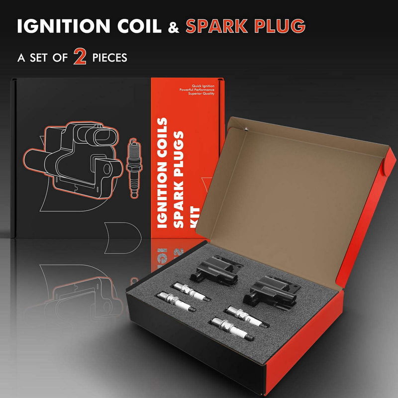 2x Black Ignition Coil & 4x IRIDIUM Spark Plug Kits for Toyota Camry RAV4 Solara