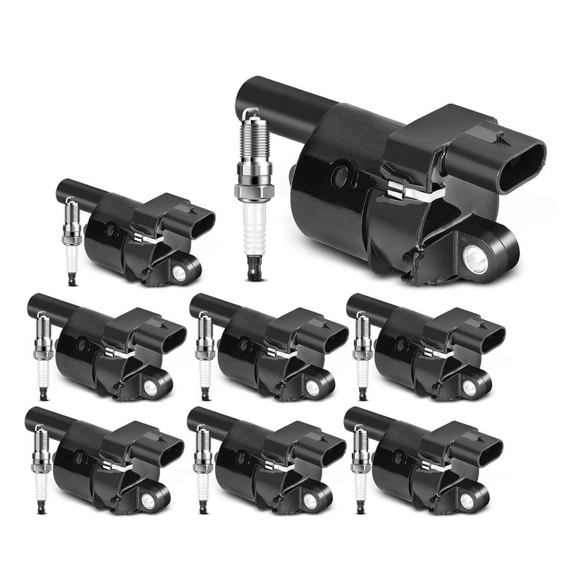 8x Black Ignition Coil & IRIDIUM Spark Plug Kits for GMC Sierra 1500 Yukon Buick