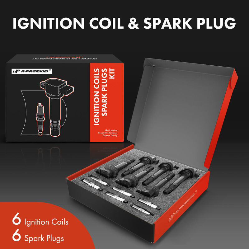 6x Black Ignition Coil & IRIDIUM Spark Plug Kits for Ford F-150 Explorer Lincoln