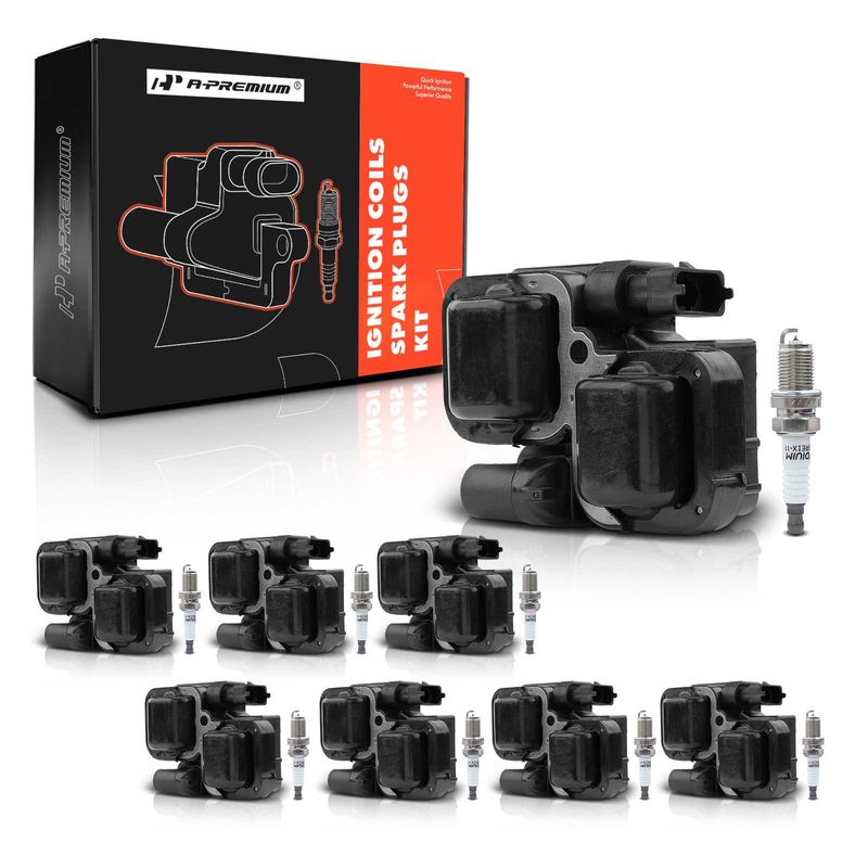 8x Black Ignition Coil & 16x IRIDIUM Spark Plug Kits for Mercedes-Benz CL500 CLK430