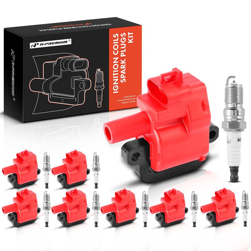 8x Red Ignition Coil & IRIDIUM Spark Plug Kits for Cadillac CTS Chevy Pontiac