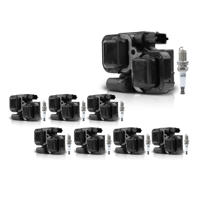 8x Black Ignition Coil & 16x IRIDIUM Spark Plug Kits for Mercedes-Benz CL500 CLK430