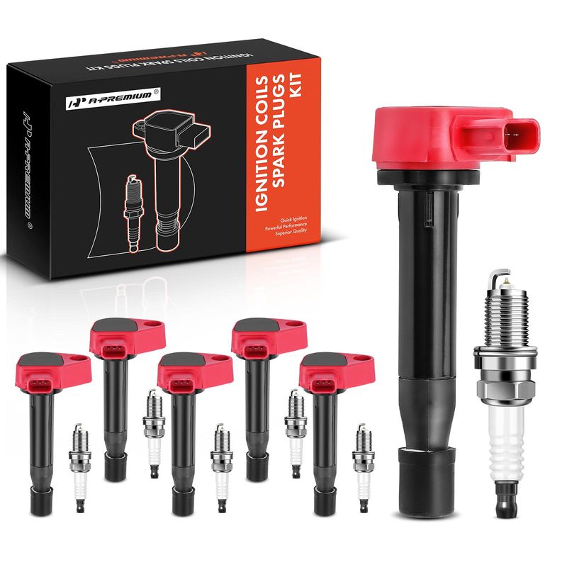 6x Red Ignition Coil & IRIDIUM Spark Plug Kits for Honda Odyssey 1999-2004 Acura