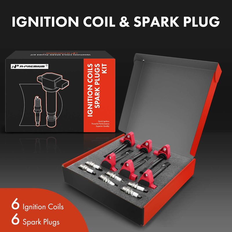 6x Red Ignition Coil & IRIDIUM Spark Plug Kits for Honda Odyssey 1999-2004 Acura